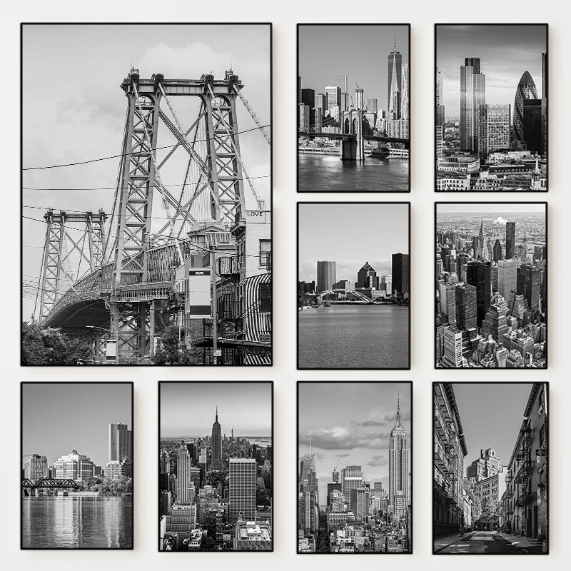 Photography Black And White - ملصق صور مدينة نيويورك بالأبيض والأسود،