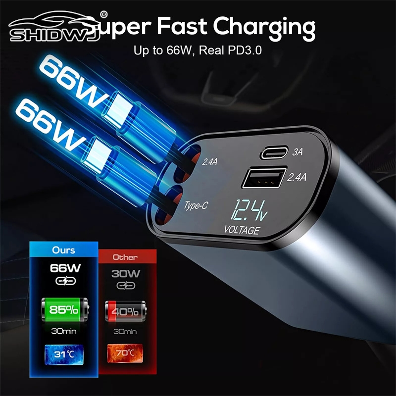 120 واط 4 في 1 شاحن سيارة قابل - مراجعة Tethering Cable Usb وسعره