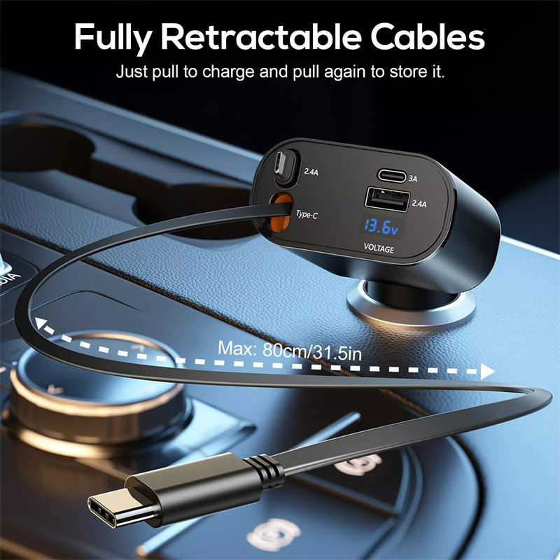 120 واط 4 في 1 شاحن سيارة قابل - مراجعة Tethering Cable Usb وسعره