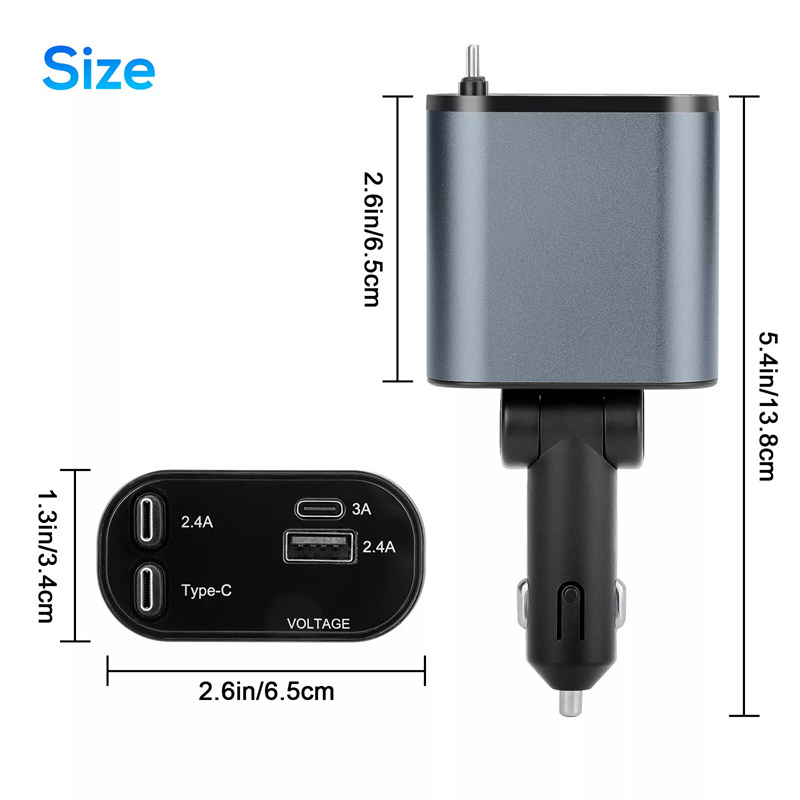 120 واط 4 في 1 شاحن سيارة قابل - مراجعة Tethering Cable Usb وسعره
