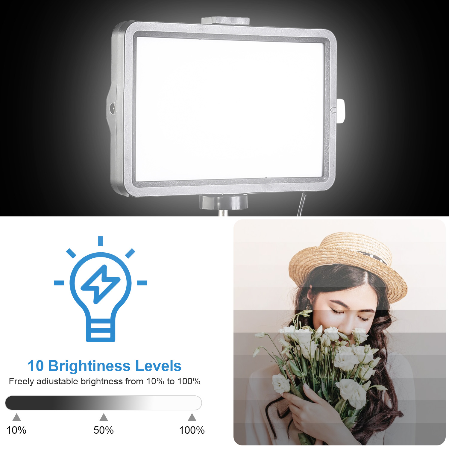 ضوء LED مربع الشكل مقاس 8 بوصا - مراجعة Photography Zooming وسعره