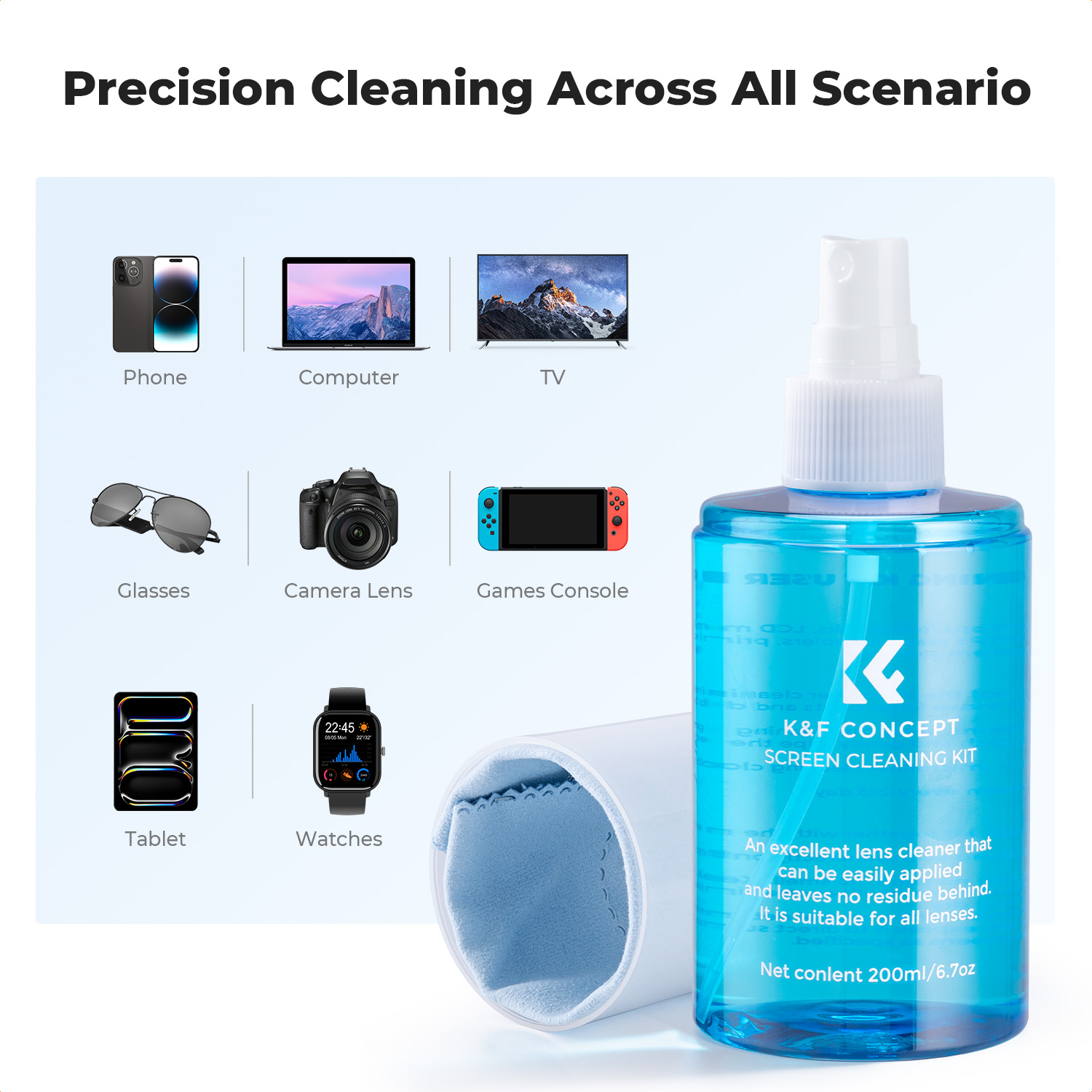 K&F CONCEPT 200 مل سبراي تنظيف - مراجعة Lens Cleaning Kit وسعره