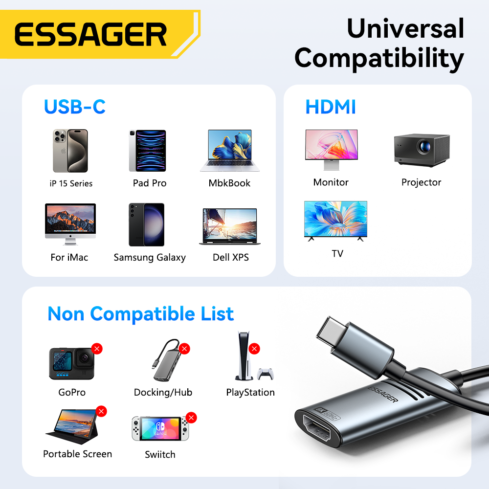 Essager HDMI إلى USB نوع C محو - مراجعة Tethering Cable Usb وسعره